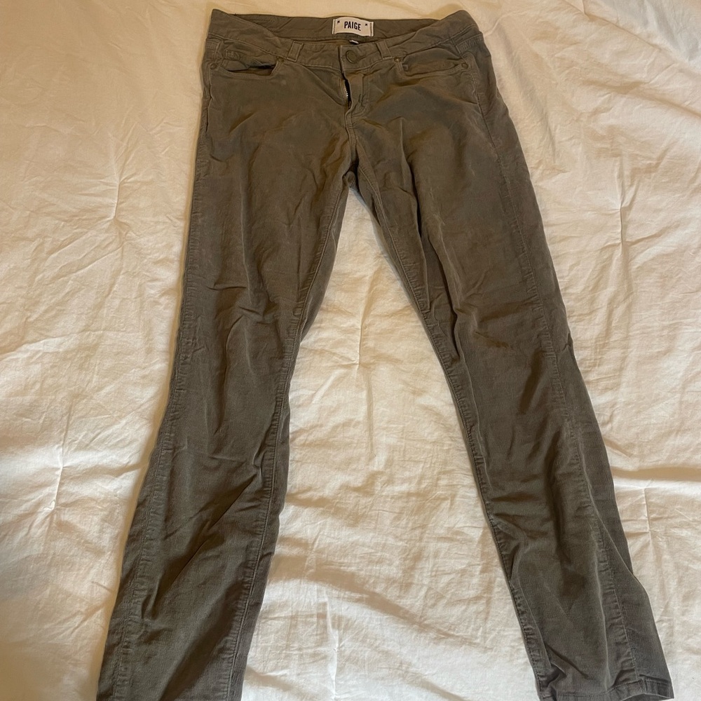 PAIGE Women's Khaki Skinny Corduroy Pants